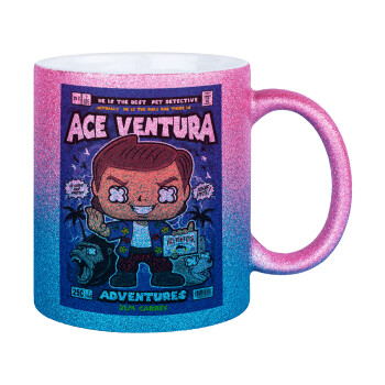 Ace Ventura: Pet Detective, Κούπα Χρυσή/Μπλε Glitter, κεραμική, 330ml