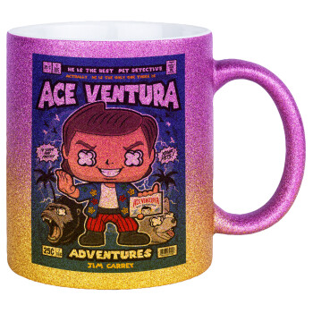 Ace Ventura: Pet Detective, Κούπα Χρυσή/Ροζ Glitter, κεραμική, 330ml