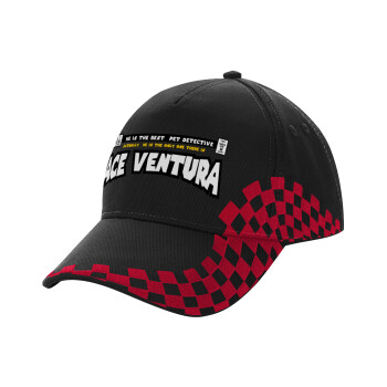 Ace Ventura: Pet Detective, Καπέλο Ενηλίκων Ultimate ΜΑΥΡΟ/ΚΟΚΚΙΝΟ RACING, (100% ΒΑΜΒΑΚΕΡΟ DRILL, ΕΝΗΛΙΚΩΝ, UNISEX, ONE SIZE)