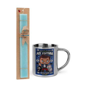 Ace Ventura: Pet Detective, Easter Set, metallic thermal cup (300ml) & aromatic flat Easter candle (30cm) (TURQUOISE)