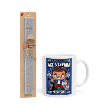 Ace Ventura: Pet Detective, Easter Set, Ceramic Cup (330ml) & Easter aromatic flat candle (30cm) (GRAY)