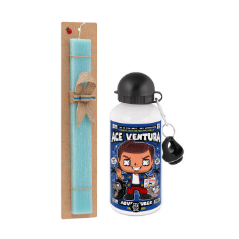 Ace Ventura: Pet Detective, Πασχαλινή Λαμπάδα με παγούρι μεταλλικό αλουμινίου (500ml) & λαμπάδα αρωματική πλακέ (30cm) (ΤΙΡΚΟΥΑΖ)