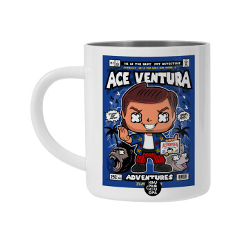 Ace Ventura: Pet Detective, Λευκή Ανοξείδωτη Μεταλλική Κούπα 450ml - Διπλού Τοιχώματος 