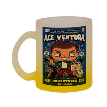 Ace Ventura: Pet Detective, Κούπα γυάλινη δίχρωμη με βάση το κίτρινο ματ, 330ml