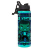 Metallic water bottle with safety lid, 850ml aluminum