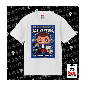 Ace Ventura: Pet Detective, Κλασικό T-Shirt, διπλής ραφής, χωρίς πλευρικές ραφές ΛΕΥΚΟ από 100% βαμβάκι. Vegan & OEKO-TEX πιστοποιημένο.
