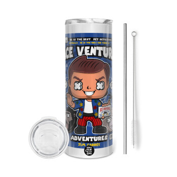 Ace Ventura: Pet Detective, Tumbler stainless steel 600ml, with metal straw & cleaning brush
