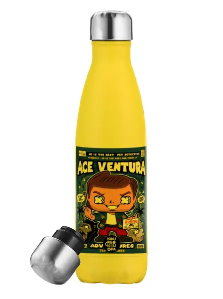 Ace Ventura: Pet Detective — Yellow Stainless Steel Metallic Thermos, double-walled, 500ml