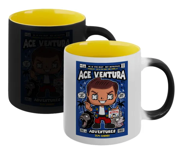 Ace Ventura: Pet Detective — Κούπα Μαγική εσωτερικό κίτρινη, κεραμική 330ml που αλλάζει χρώμα με το ζεστό ρόφημα