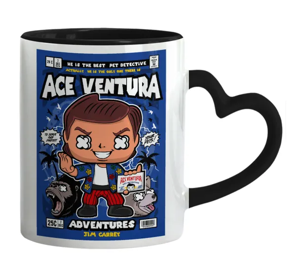 Ace Ventura: Pet Detective — Mug heart black handle, ceramic, 330ml