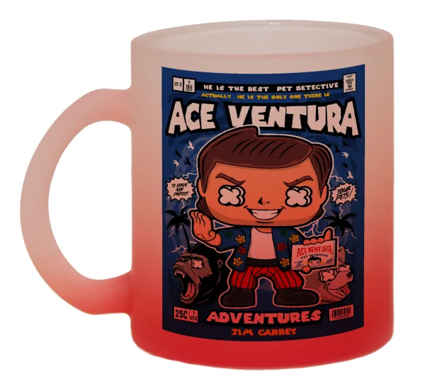 Ace Ventura: Pet Detective — Two-tone glass mug with matte red base, 330ml