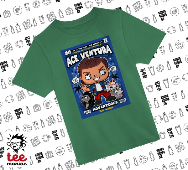 Ace Ventura: Pet Detective — ΠΡΑΣΙΝΟ Άνετο παιδικό T-Shirt από 100% βαμβάκι, για κάθε μέρα. Vegan & OEKO-TEX πιστοποιημένο.