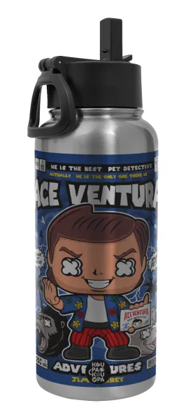 Ace Ventura: Pet Detective — Metal mug thermo Silver with Straw and Spout Lid (Stainless steel), double wall, 950ml