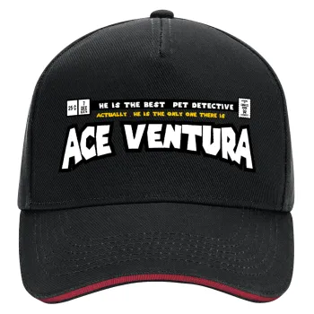 Ace Ventura: Pet Detective, DRILL Adult Ultimate Hat BLACK/RED, (100% COTTON, ADULT, UNISEX, ONE SIZE)