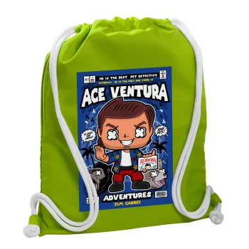 Ace Ventura: Pet Detective, Τσάντα πλάτης πουγκί GYMBAG LIME GREEN, με τσέπη (40x48cm) & χονδρά κορδόνια