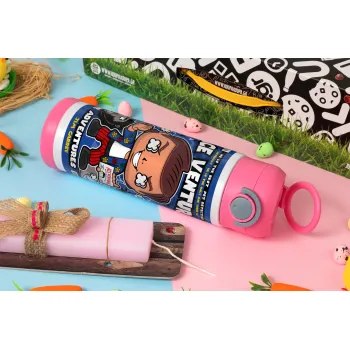 Ace Ventura: Pet Detective, Πασχαλινή Λαμπάδα με Παιδικό παγούρι θερμό, ανοξείδωτο, με καλαμάκι ασφαλείας, ΡΟΖ (500ml)