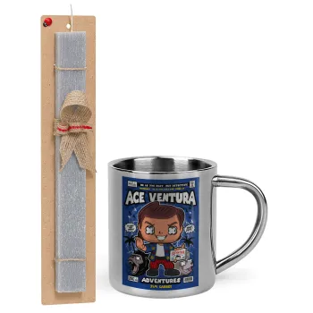 Ace Ventura: Pet Detective, Πασχαλινή Λαμπάδα με μεταλλική κούπα θερμό (300ml) & κερί αρωματικό πλακέ (30cm) (ΓΚΡΙ)