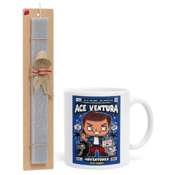Ace Ventura: Pet Detective, Πασχαλινή Λαμπάδα με Κούπα κεραμική (330ml) & κερί αρωματικό πλακέ (30cm) (ΓΚΡΙ)