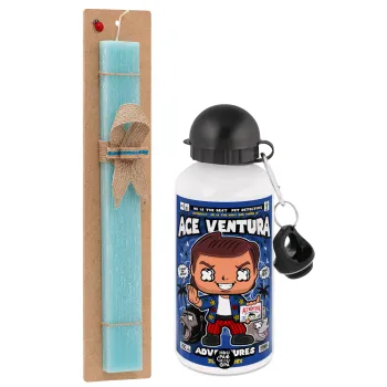 Ace Ventura: Pet Detective, Easter Set, metallic aluminum water bottle (500ml) & scented flat candle (30cm) (TURQUOISE)