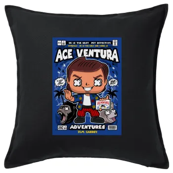 Ace Ventura: Pet Detective, Μαξιλάρι καναπέ Μαύρο 100% βαμβάκι, περιέχεται το γέμισμα (50x50cm)