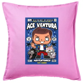 Ace Ventura: Pet Detective, Μαξιλάρι καναπέ ΡΟΖ 100% βαμβάκι, περιέχεται το γέμισμα (50x50cm)