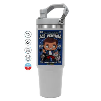 Ace Ventura: Pet Detective, GREY color, 890ml (30oz) stainless Steel Tumbler with Handle
