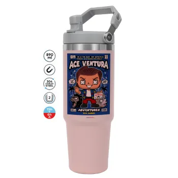 Ace Ventura: Pet Detective, Pink color, 890ml (30oz) stainless Steel Tumbler with Handle