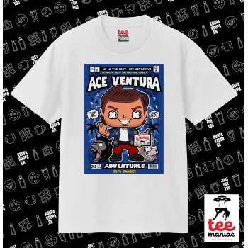 Ace Ventura: Pet Detective, Κλασικό T-Shirt, διπλής ραφής, χωρίς πλευρικές ραφές ΛΕΥΚΟ από 100% βαμβάκι. Vegan & OEKO-TEX πιστοποιημένο.