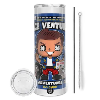 Ace Ventura: Pet Detective, Tumbler stainless steel 600ml, with metal straw & cleaning brush