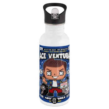 Ace Ventura: Pet Detective, Παγούρι νερού Λευκό με καλαμάκι, ανοξείδωτο ατσάλι 600ml