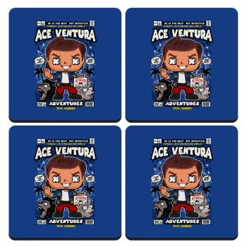 Ace Ventura: Pet Detective, ΣΕΤ 4 Σουβέρ ξύλινα τετράγωνα (9cm)