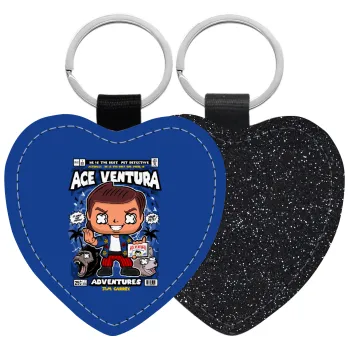 Ace Ventura: Pet Detective, Μπρελόκ PU δερμάτινο glitter καρδιά ΜΑΥΡΟ
