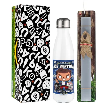 Ace Ventura: Pet Detective, Easter candle, metallic white thermos bottle (500ml) & aromatic flat candle (30cm) (GRAY)