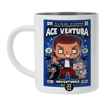 Ace Ventura: Pet Detective, Λευκή Ανοξείδωτη Μεταλλική Κούπα 450ml - Διπλού Τοιχώματος 