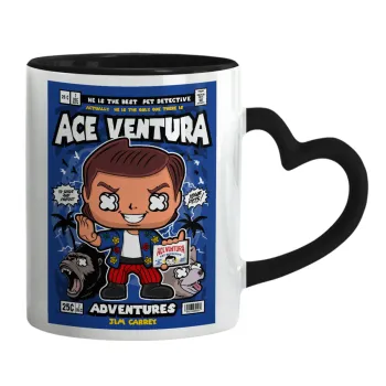 Ace Ventura: Pet Detective, Κούπα καρδιά χερούλι μαύρη, κεραμική, 330ml