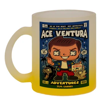 Ace Ventura: Pet Detective, Κούπα γυάλινη δίχρωμη με βάση το κίτρινο ματ, 330ml