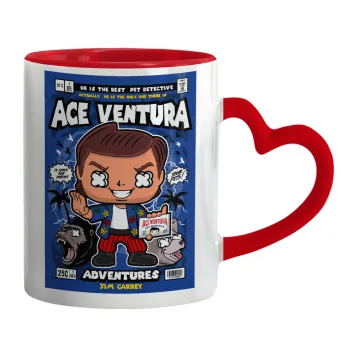 Ace Ventura: Pet Detective, Κούπα καρδιά χερούλι κόκκινη, κεραμική, 330ml
