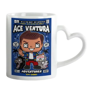 Ace Ventura: Pet Detective, Κούπα καρδιά χερούλι λευκή, κεραμική, 330ml