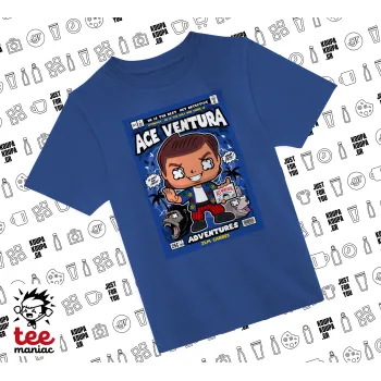 Ace Ventura: Pet Detective, Παιδικό T-Shirt ΜΠΛΕ από 100% βαμβάκι, για κάθε μέρα. Vegan & OEKO-TEX πιστοποιημένο.