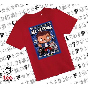 Ace Ventura: Pet Detective, Άνετο παιδικό T-Shirt ΚΟΚΚΙΝΟ από 100% βαμβάκι, για κάθε μέρα. Vegan & OEKO-TEX πιστοποιημένο.