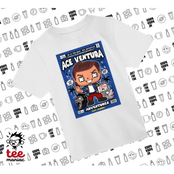 Ace Ventura: Pet Detective, Άνετο παιδικό T-Shirt ΛΕΥΚΟ από 100% βαμβάκι, για κάθε μέρα. Vegan & OEKO-TEX πιστοποιημένο.