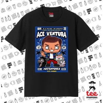 Ace Ventura: Pet Detective, Κλασικό T-Shirt, διπλής ραφής, χωρίς πλευρικές ραφές ΜΑΥΡΟ από 100% βαμβάκι. Vegan & OEKO-TEX πιστοποιημένο.