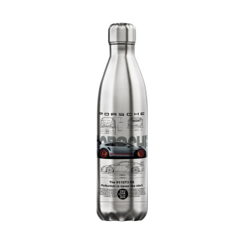 Porsche, Μεταλλικό παγούρι θερμός Inox (Stainless steel), διπλού τοιχώματος, 750ml