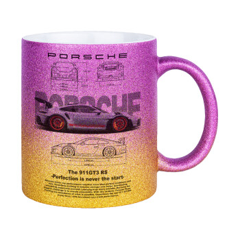Porsche, Κούπα Χρυσή/Ροζ Glitter, κεραμική, 330ml