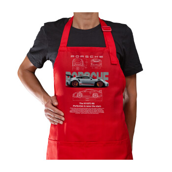 Porsche, Ποδιά Μακριά Σεφ ολόσωμη με τσέπες Κόκκινη (ΕΝΗΛΙΚΩΝ)