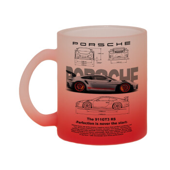 Porsche, Κούπα γυάλινη δίχρωμη με βάση το κόκκινο ματ, 330ml