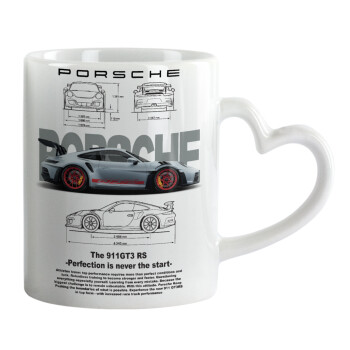 Porsche, Mug heart handle, ceramic, 330ml