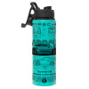Metallic water bottle with safety lid, 850ml aluminum