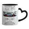 Mug heart black handle, ceramic, 330ml