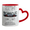Mug heart red handle, ceramic, 330ml